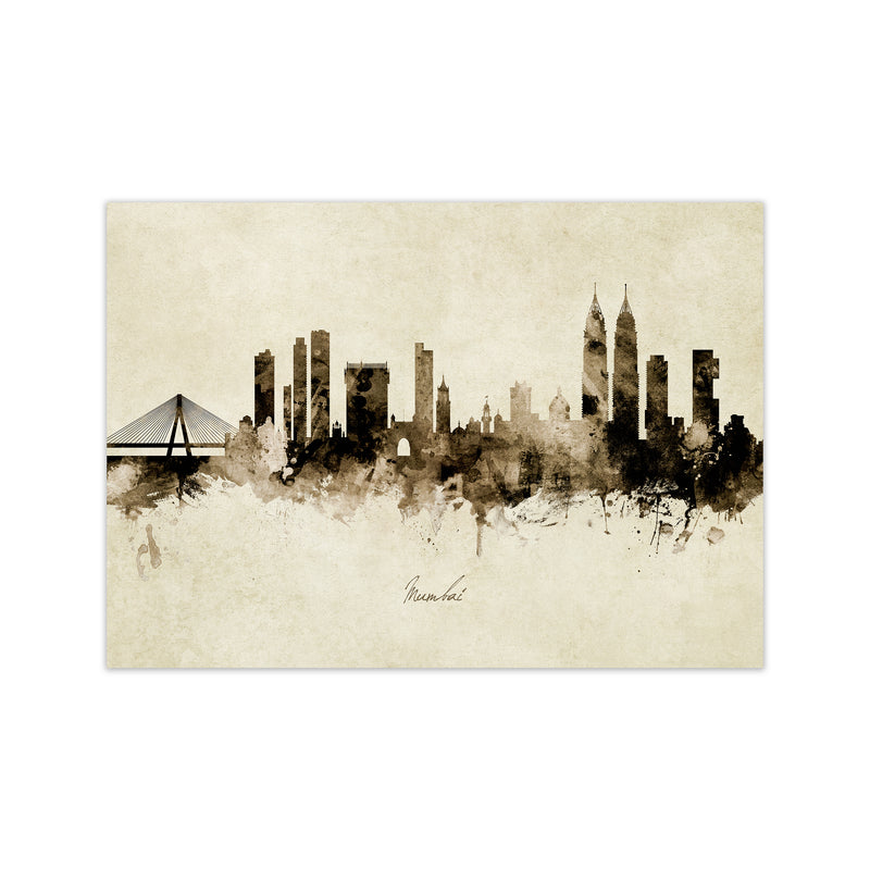 Mumbai India Skyline Vintage Art Print by Michael Tompsett Print Only