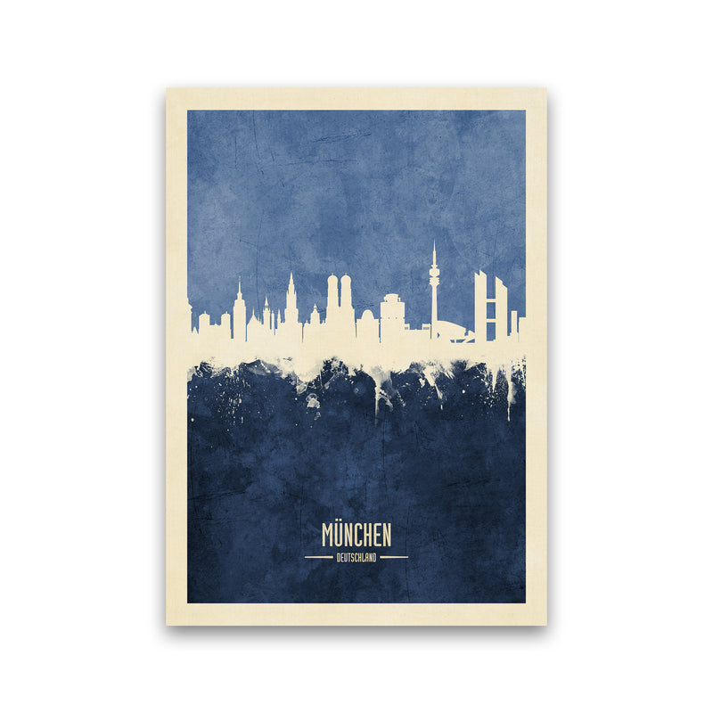 Munich Germany Skyline Portrait Navy Art Print by Michael Tompsett Print Only