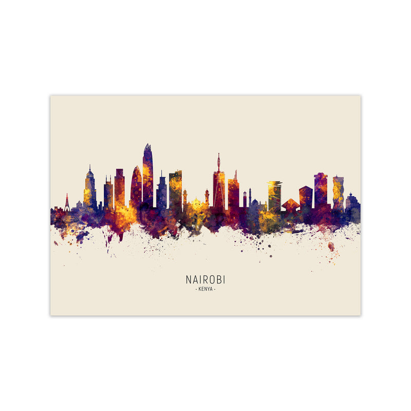 Nairobi Kenya Skyline Autumn City Name Art Print by Michael Tompsett Print Only