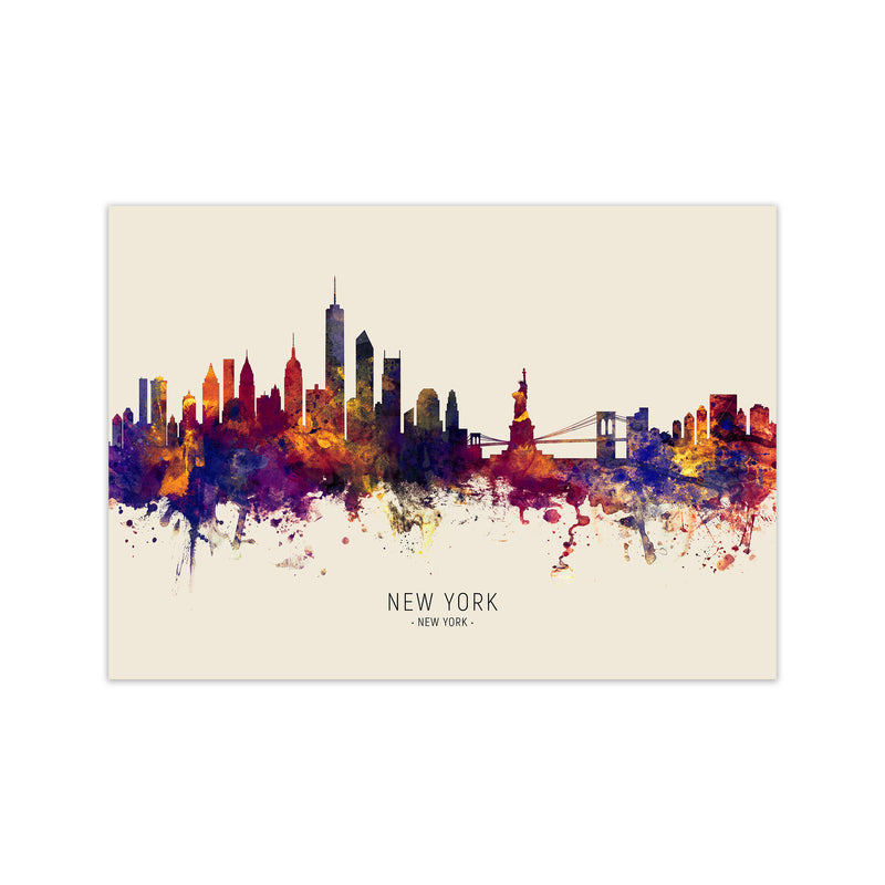 New York New York Skyline Autumn City Name Art Print by Michael Tompsett Print Only
