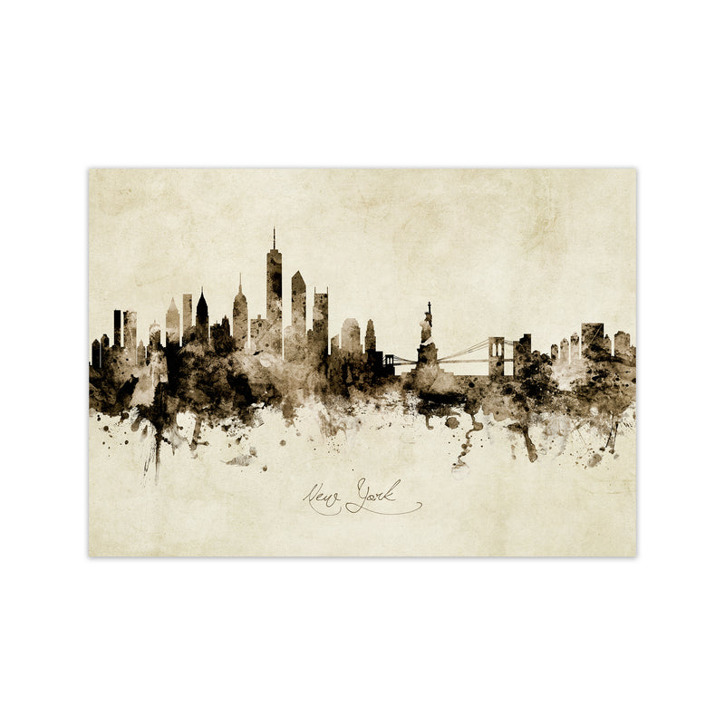New York New York Skyline Vintage Art Print by Michael Tompsett Print Only