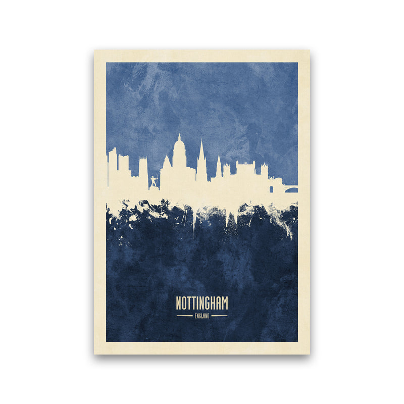 Nottingham England Skyline Portrait Navy Art Print by Michael Tompsett Print Only