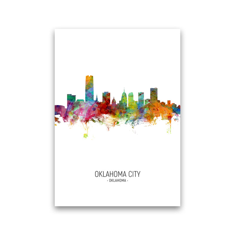 Oklahoma City Oklahoma Skyline Portrait Art Print by Michael Tompsett Print Only