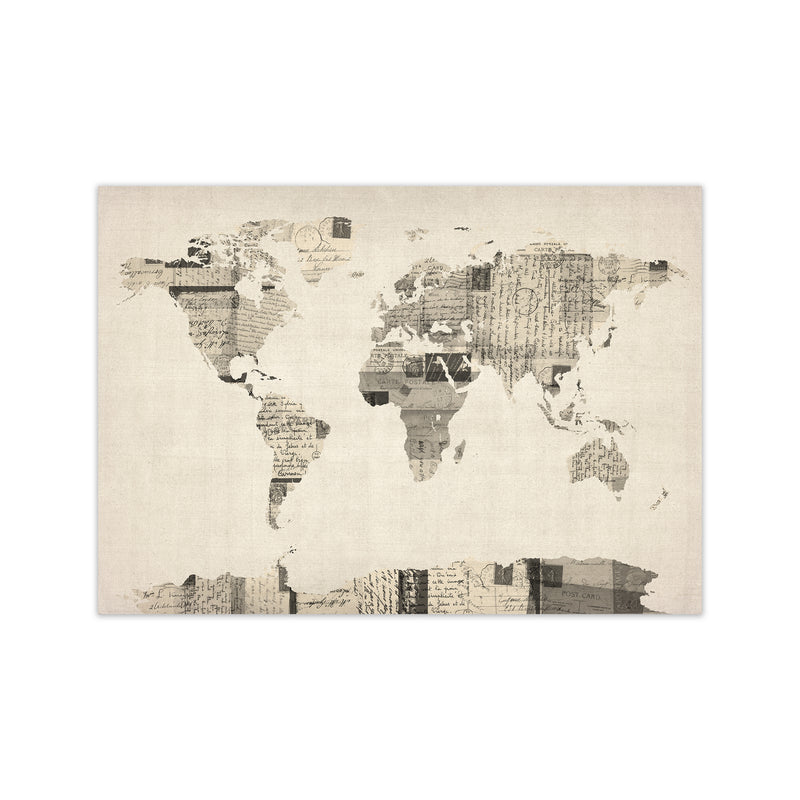 Old Postcards World Map Art Print by Michael Tompsett Print Only