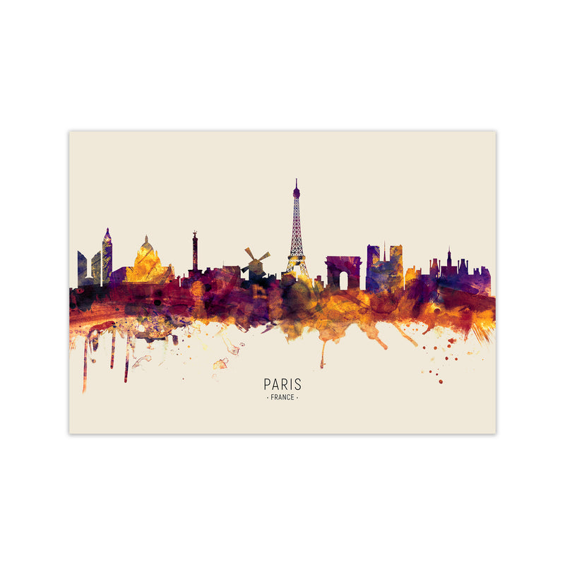 Paris France Skyline Autumn City Name Art Print by Michael Tompsett Print Only