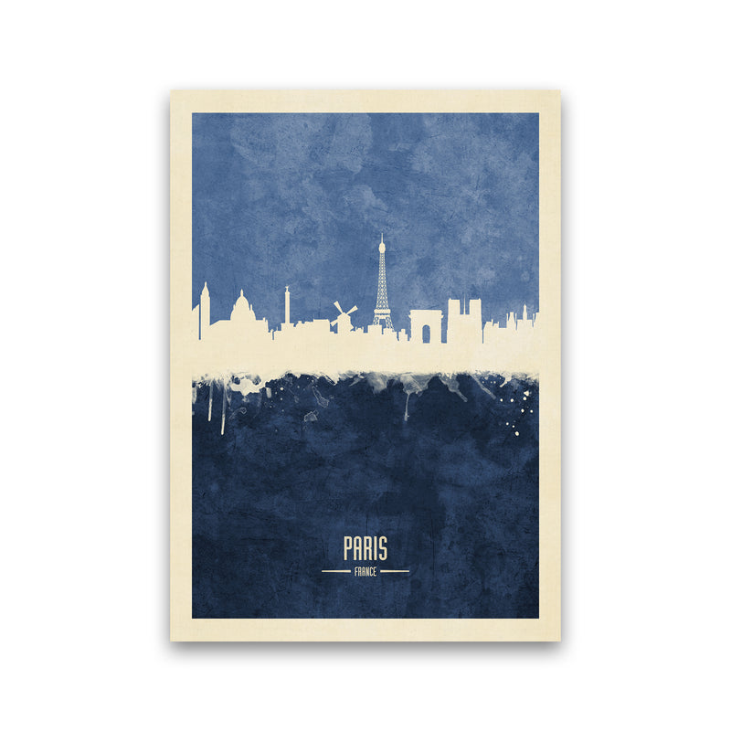 Paris France Skyline Portrait Navy Art Print by Michael Tompsett Print Only