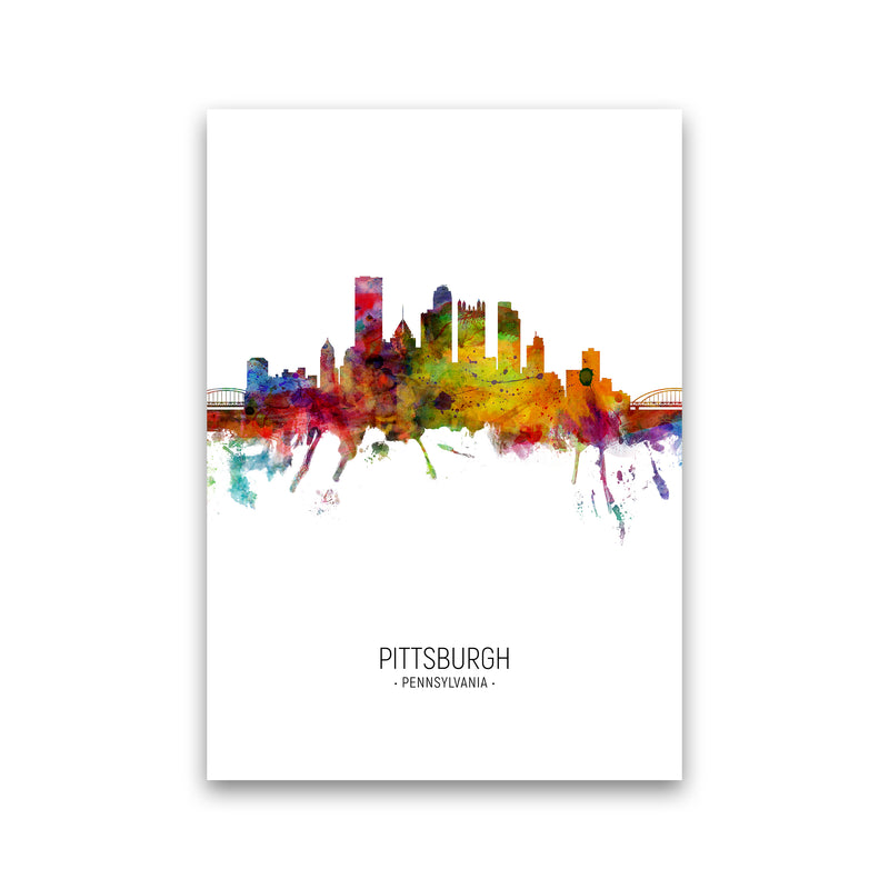 Pittsburgh Pennsylvania Skyline Portrait Art Print by Michael Tompsett Print Only