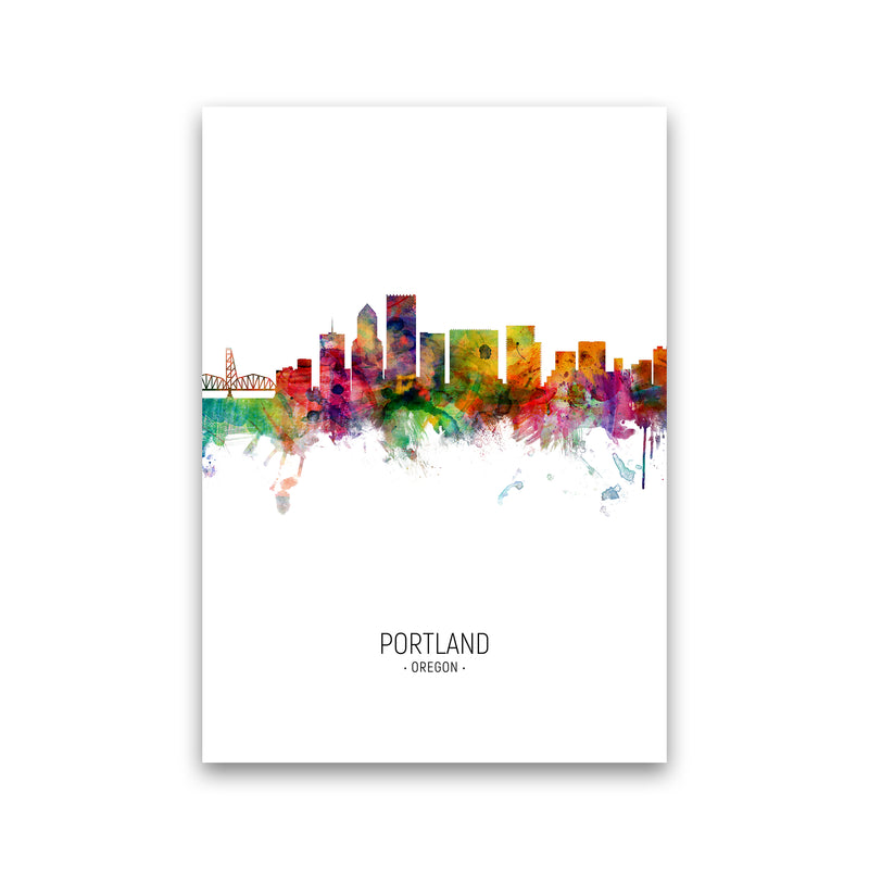 Portland Oregon Skyline Portrait Art Print by Michael Tompsett Print Only