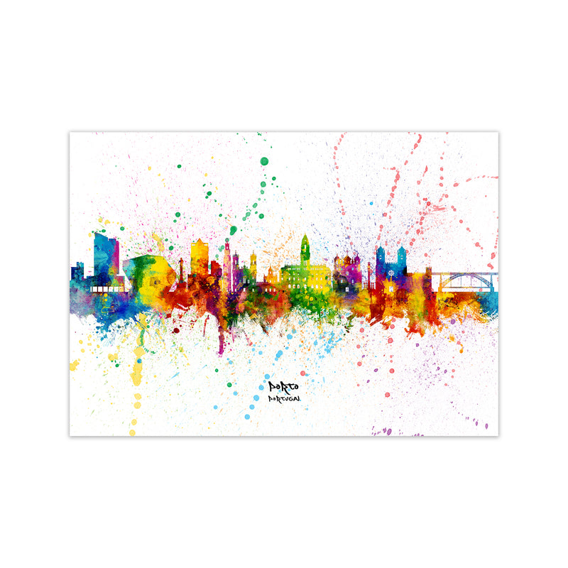 Porto Portugal Skyline Splash Art Print by Michael Tompsett Print Only