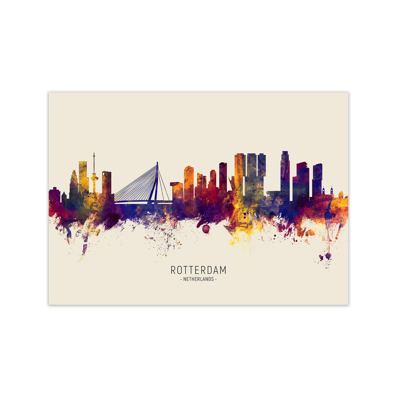 Rotterdam Netherlands Skyline Autumn City Name Art Print by Michael Tompsett Print Only
