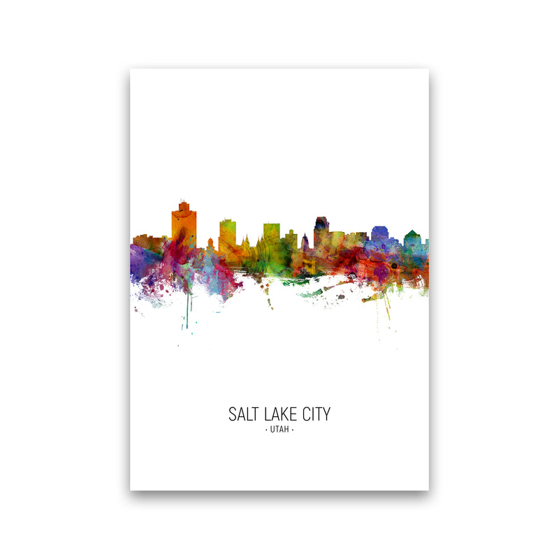 Salt Lake City Utah Skyline Portrait Art Print by Michael Tompsett Print Only