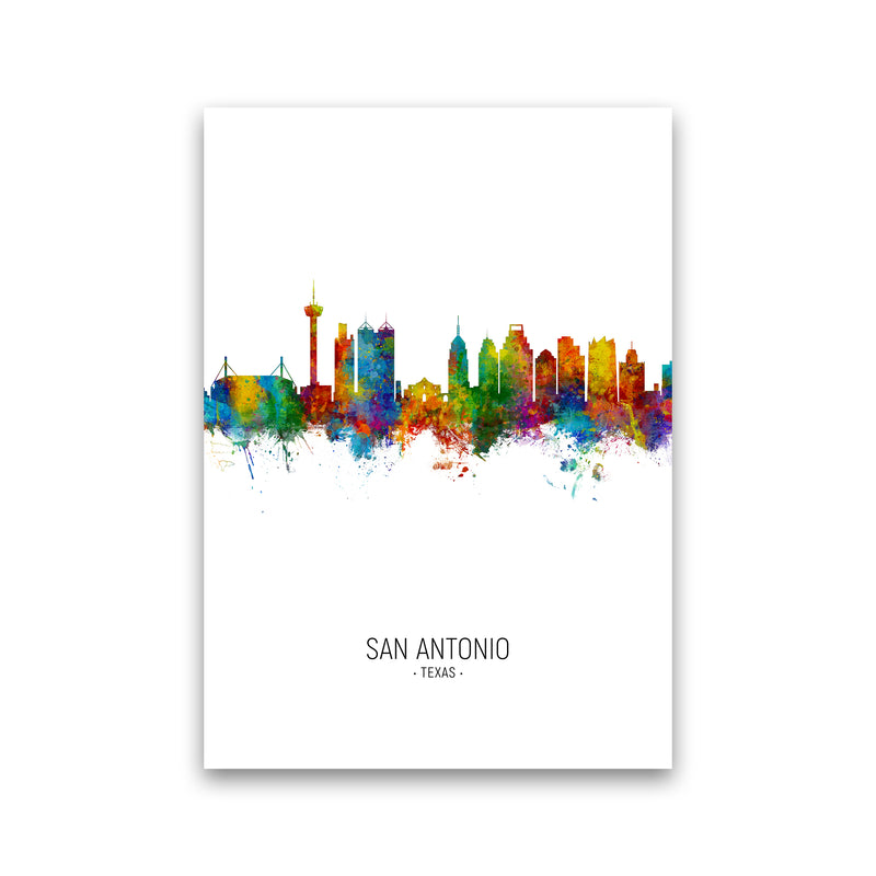 San Antonio Texas Skyline Portrait Art Print by Michael Tompsett Print Only