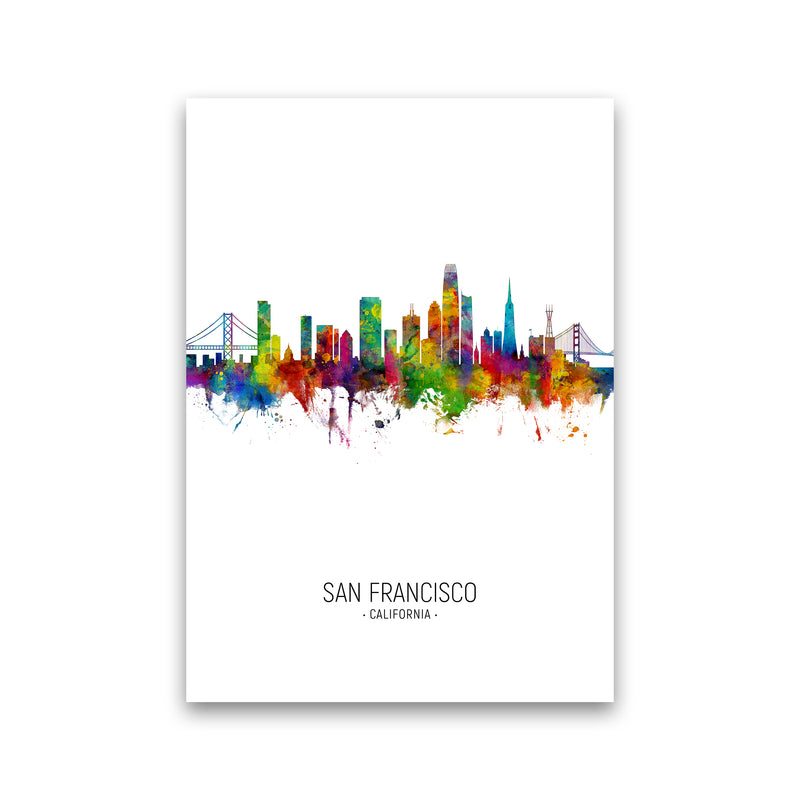 San Francisco California Skyline Portrait Art Print by Michael Tompsett Print Only