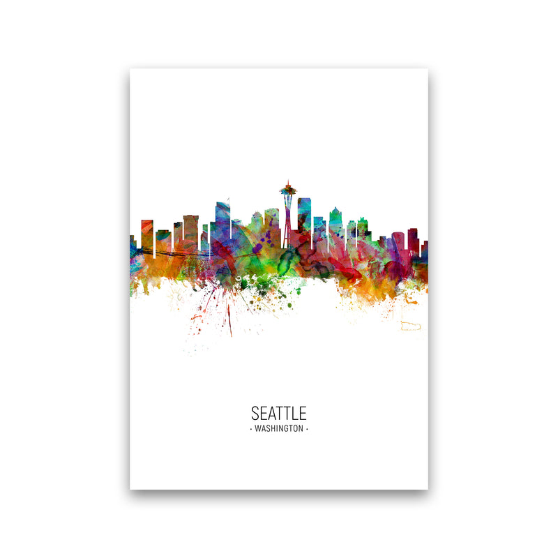Seattle Washington Skyline Portrait Art Print by Michael Tompsett Print Only