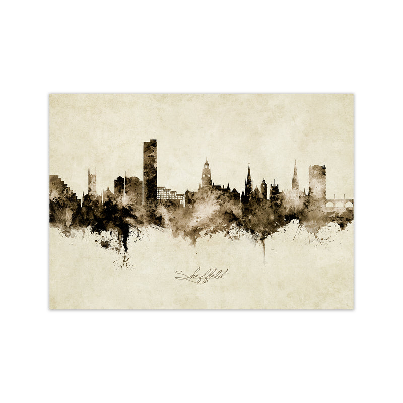 Sheffield England Skyline Vintage Art Print by Michael Tompsett Print Only