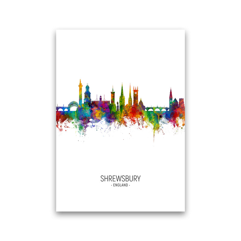 Shrewsbury England Skyline Portrait Art Print by Michael Tompsett Print Only