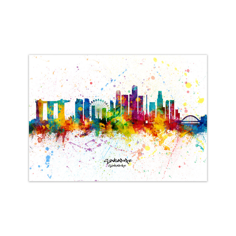 Singapore Singapore Skyline Splash Art Print by Michael Tompsett Print Only