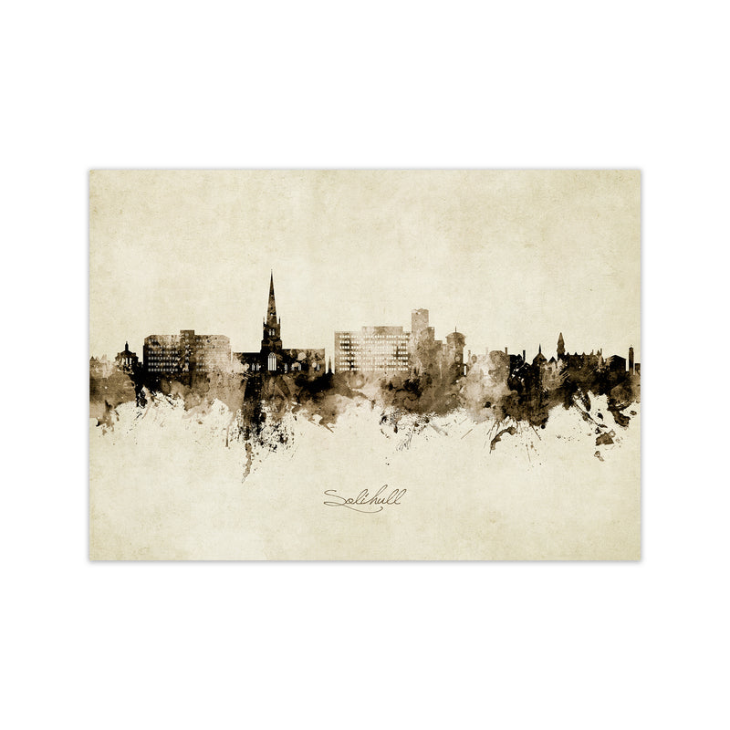 Solihull England Skyline Vintage Art Print by Michael Tompsett Print Only