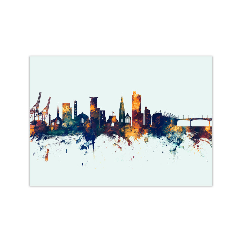 Southampton England Skyline Blue Orange Art Print by Michael Tompsett Print Only