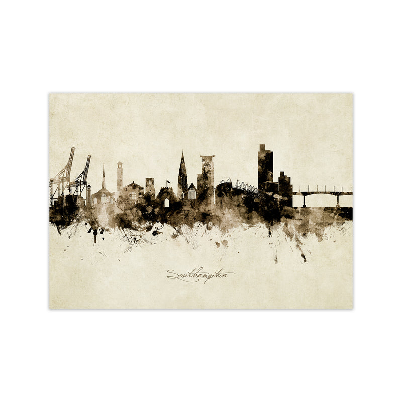 Southampton England Skyline Vintage Art Print by Michael Tompsett Print Only