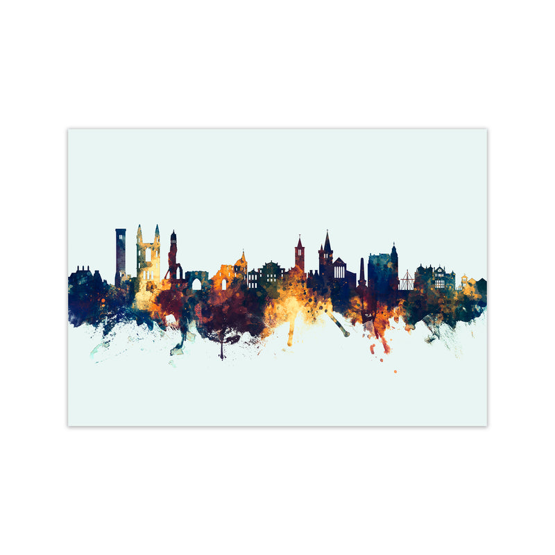 St Andrews Scotland Skyline Blue Orange Art Print by Michael Tompsett Print Only