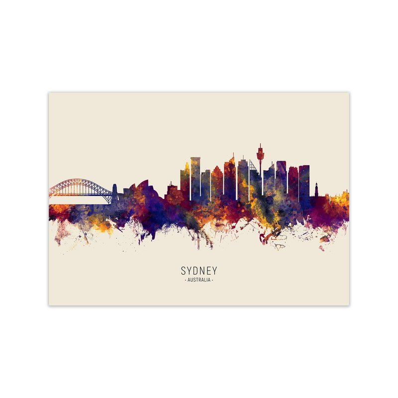 Sydney Australia Skyline Autumn City Name Art Print by Michael Tompsett Print Only