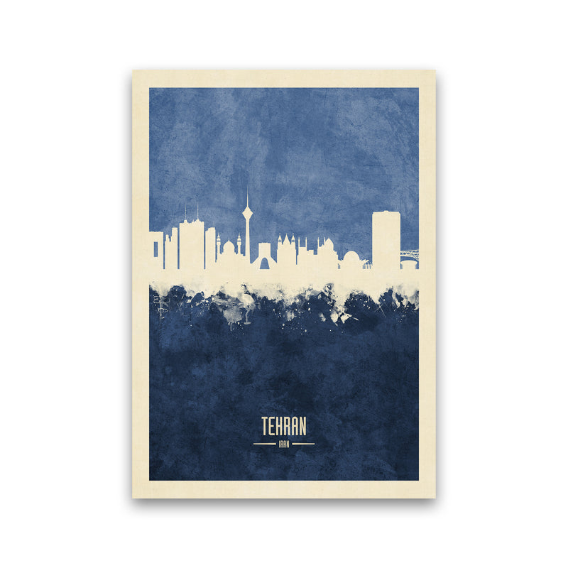 Tehran Iran Skyline Portrait Navy Art Print by Michael Tompsett Print Only