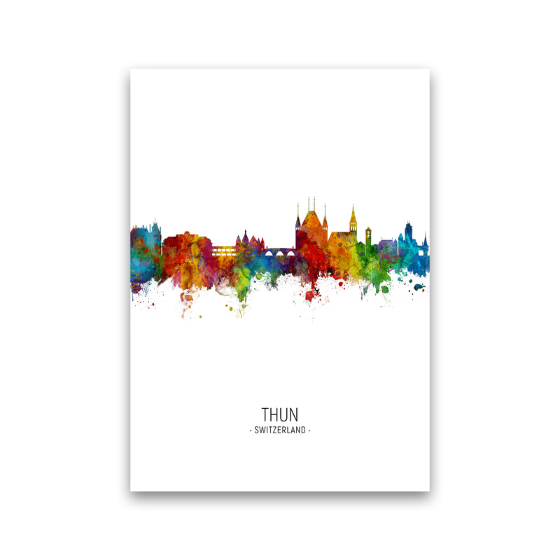 Thun Switzerland Skyline Portrait Art Print by Michael Tompsett Print Only