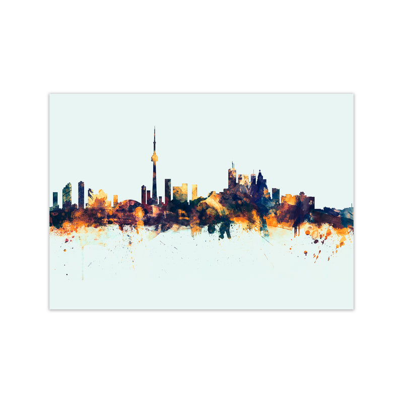 Toronto Canada Skyline Blue Orange Art Print by Michael Tompsett Print Only