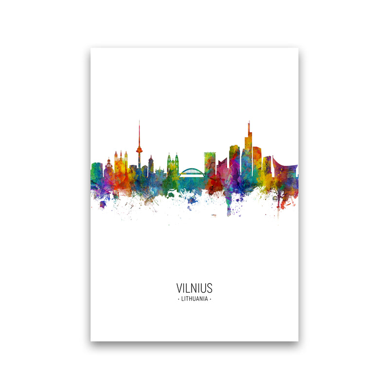 Vilnius Lithuania Skyline Portrait Art Print by Michael Tompsett Print Only