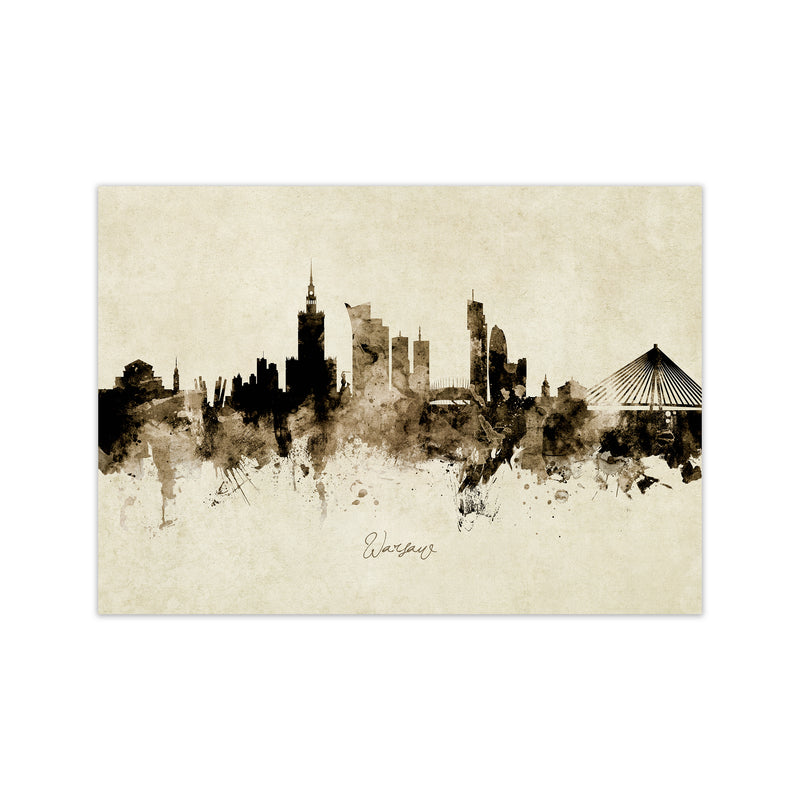 Warsaw Poland Skyline Vintage Art Print by Michael Tompsett Print Only