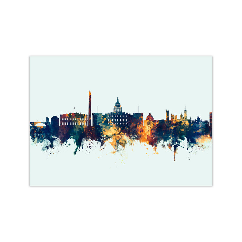 Washington Dc Skyline Blue Orange Art Print by Michael Tompsett Print Only