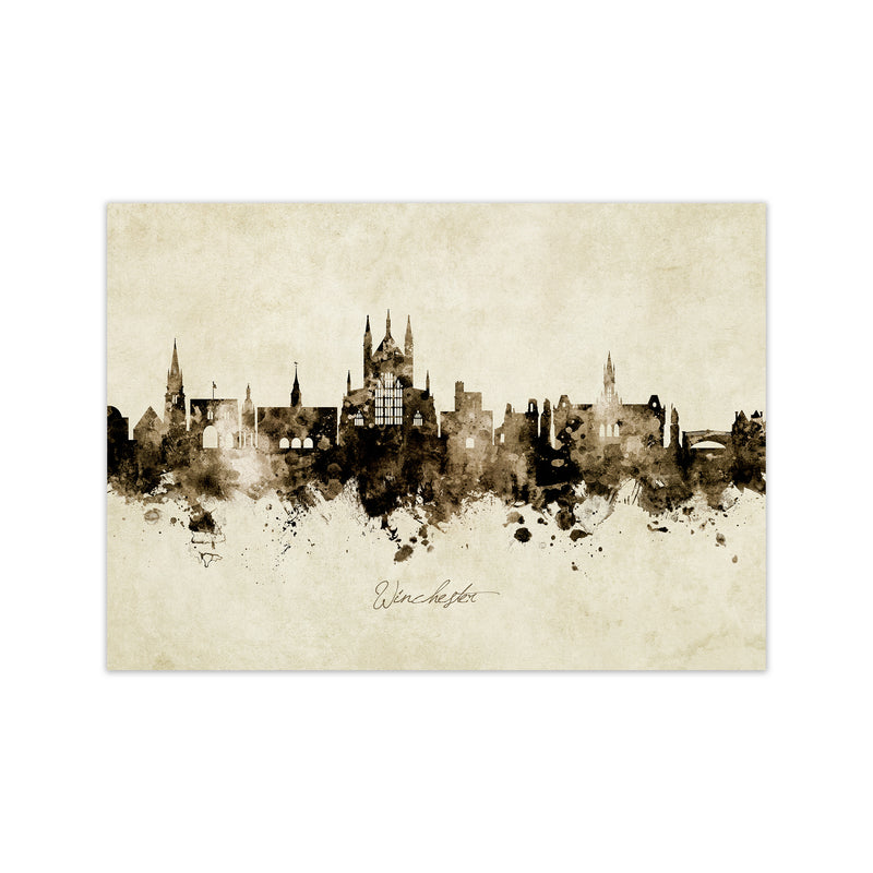 Winchester England Skyline Vintage Art Print by Michael Tompsett Print Only