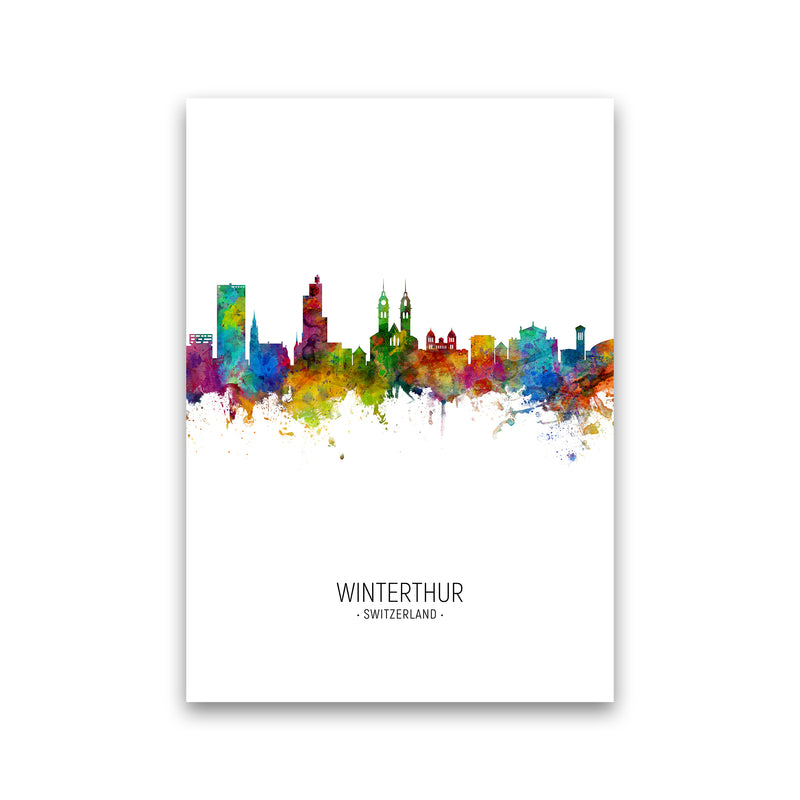 Winterthur Switzerland Skyline Portrait Art Print by Michael Tompsett Print Only