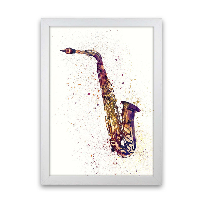Saxophone Watercolour Print by Michael Tompsett White Grain