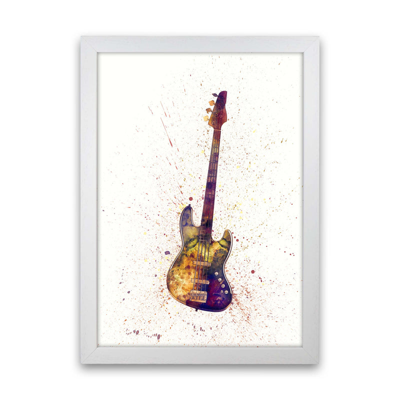 Electric Bass Guitar Watercolour  by Michael Tompsett White Grain