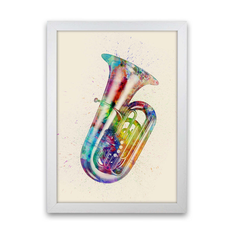 Tuba Watercolour Multi-Colour Art Print by Michael Tompsett White Grain