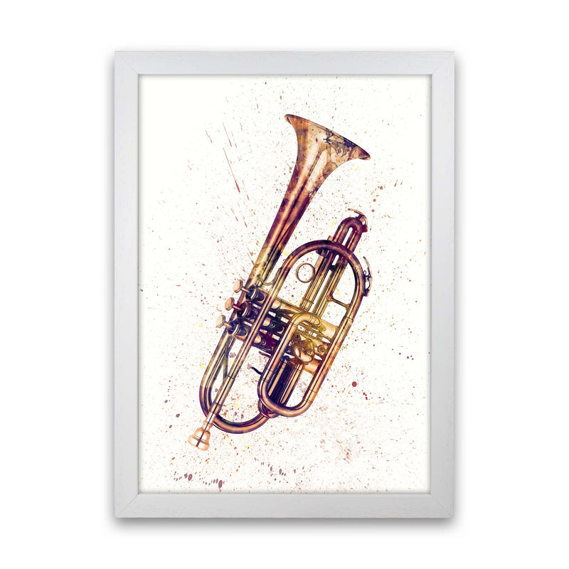 Cornet Watercolour Music Art Print by Michael Tompsett White Grain