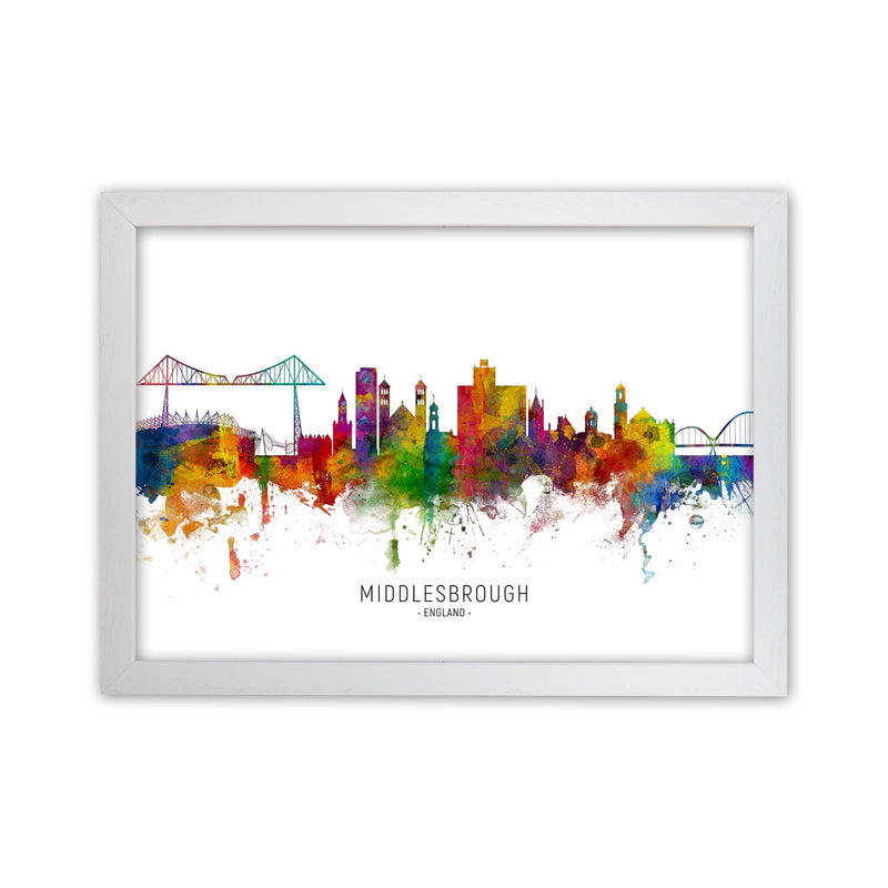 Middlesbrough England Skyline Art Print by Michael Tompsett White Grain