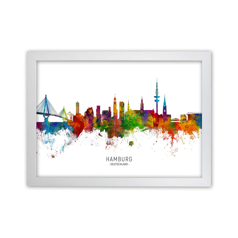 Hamburg Deutschland Skyline Art Print by Michael Tompsett White Grain