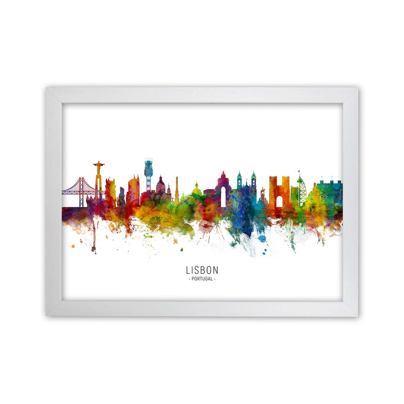 Lisbon Portugal Skyline Art Print by Michael Tompsett White Grain