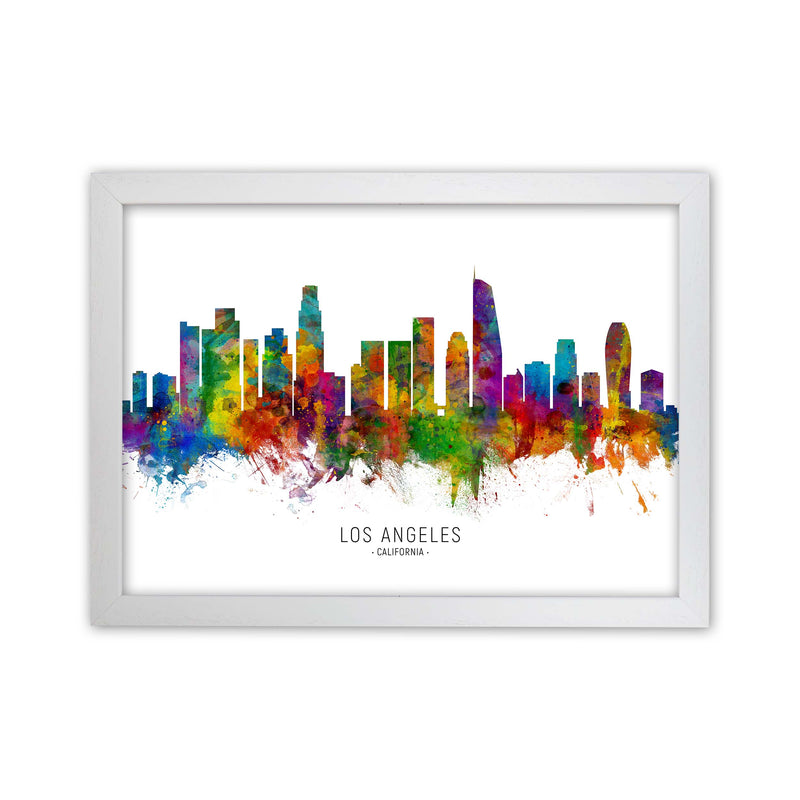 Los Angeles California Skyline Art Print by Michael Tompsett White Grain