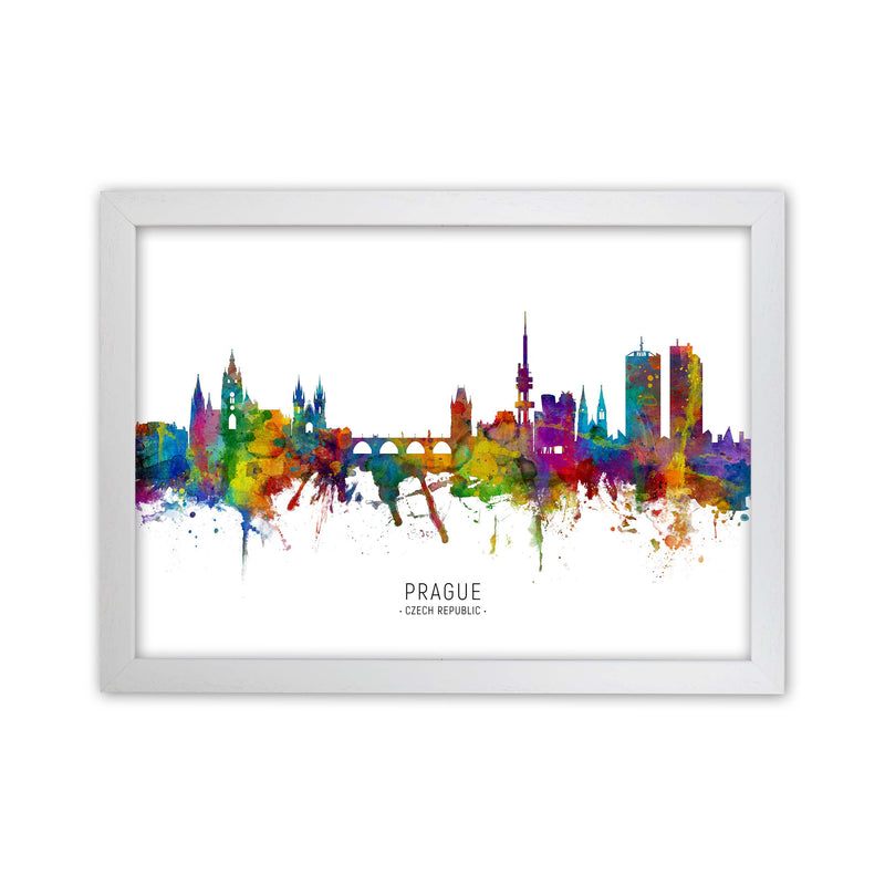 Prague Czech Republic Skyline Art Print by Michael Tompsett White Grain