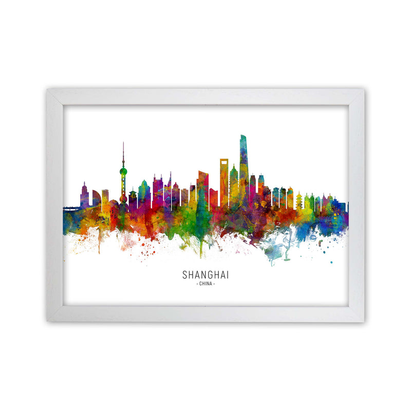 Shanghai China Skyline Art Print by Michael Tompsett White Grain