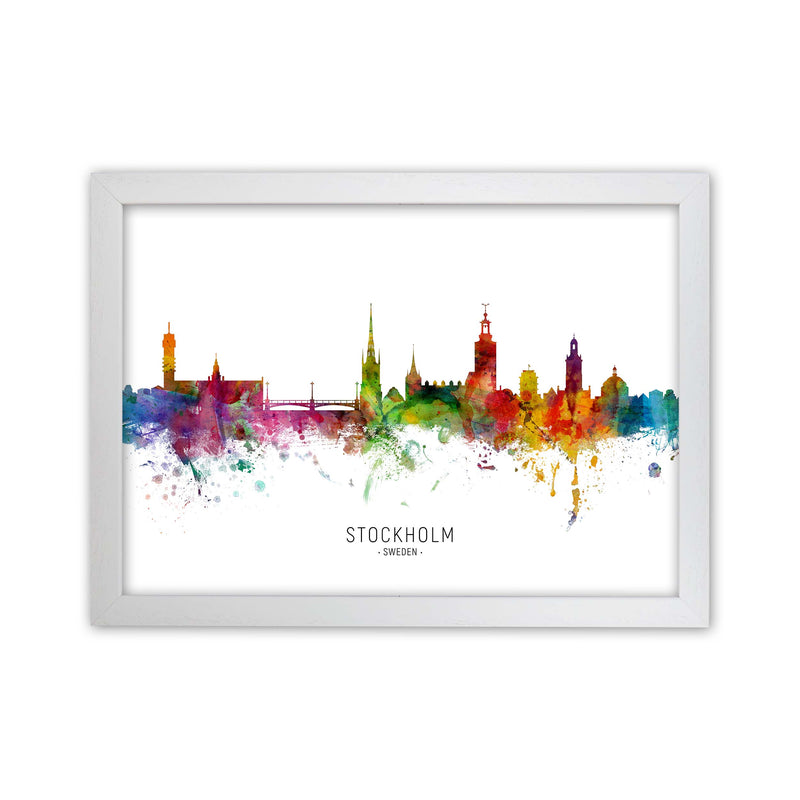 Stockholm Sweden Skyline Art Print by Michael Tompsett White Grain