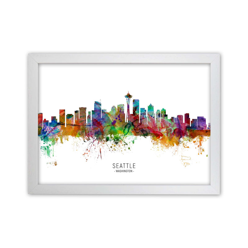 Seattle Washington Skyline Art Print by Michael Tompsett White Grain