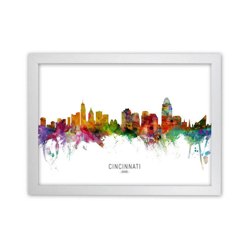 Cincinnati Ohio Skyline Art Print by Michael Tompsett White Grain