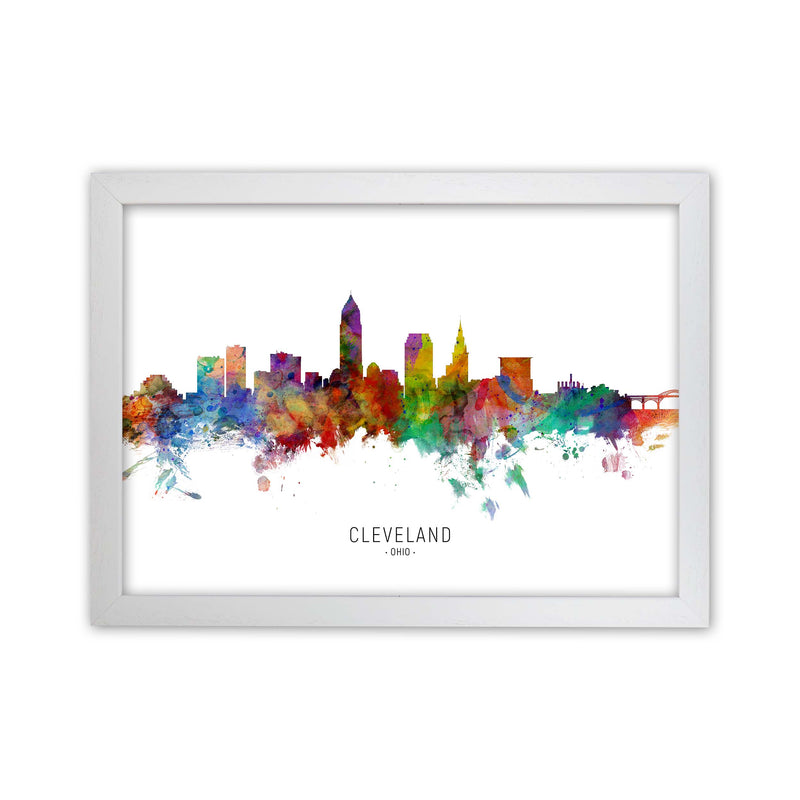 Cleveland Ohio Skyline Art Print by Michael Tompsett White Grain