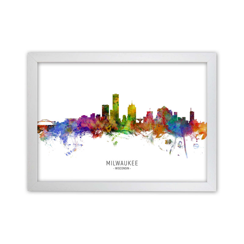 Milwaukee Wisconsin Skyline Art Print by Michael Tompsett White Grain