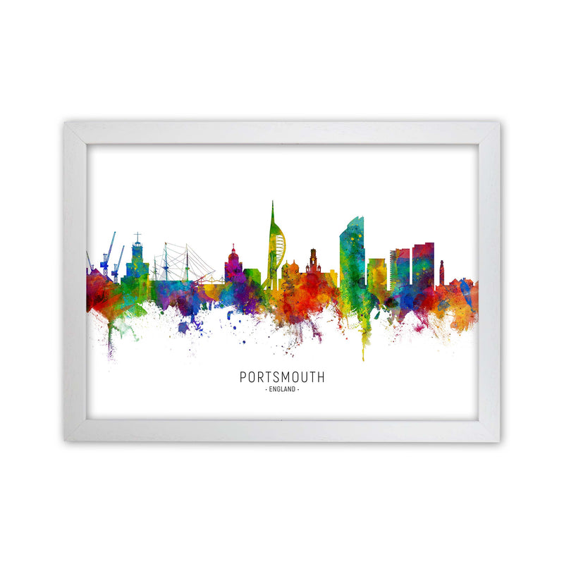 Portsmouth England Skyline Art Print by Michael Tompsett White Grain